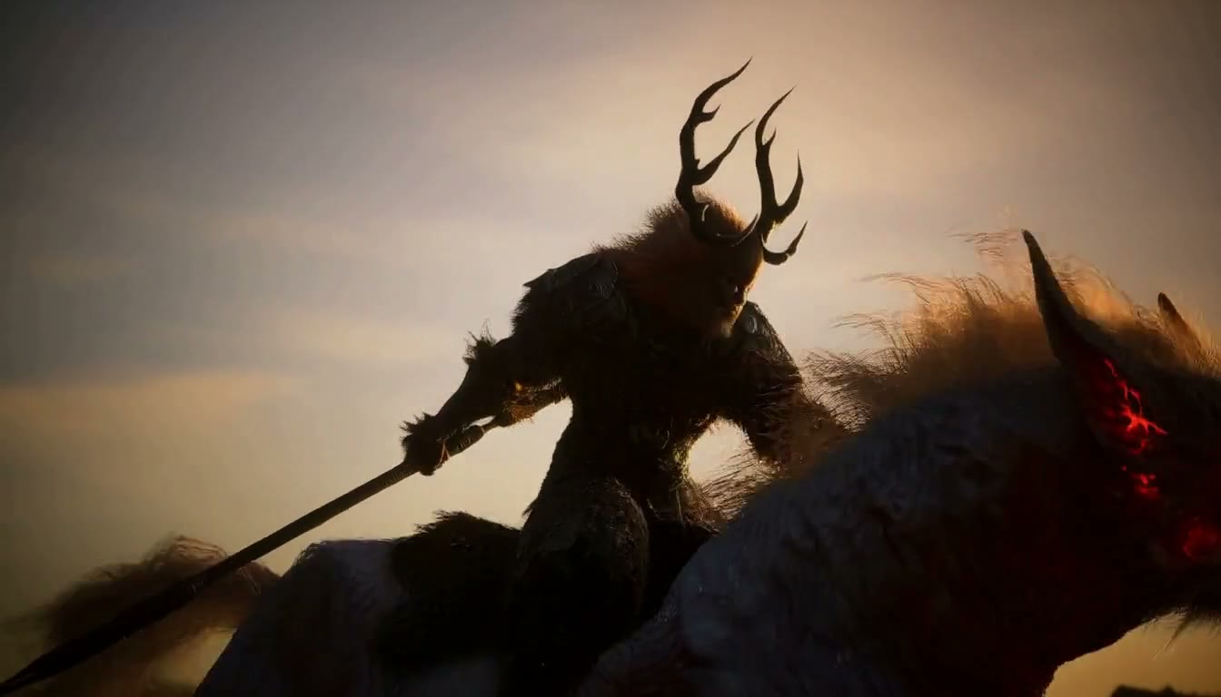 MiniMax H3 AI video example showing a warrior on horseback confronts a monstrous creature in a dramatic battle scene